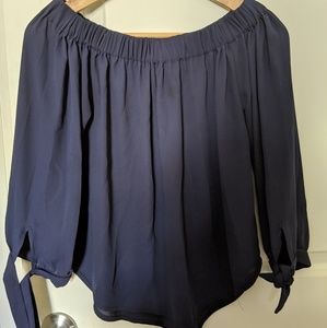 Express off the shoulder Navy blue blouse size xxs